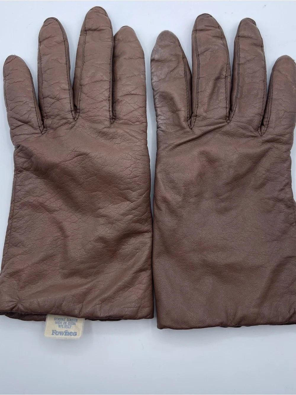 Vintage Fownes leather Driving gloves Lined women Brown Soft size 7.5